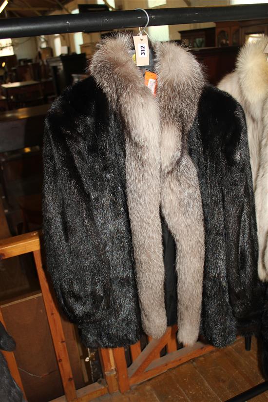 Mink coat with fox trimming